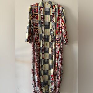 Stylish Geometric Patterned Long Maxi Kimono Duster